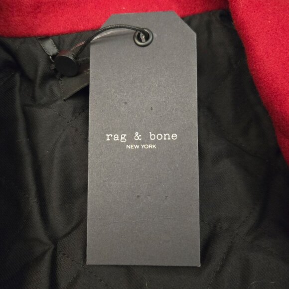 Rag & Bone Daine Long Single Breasted Wool Coat Deep Berry Red Office NWT - Picture 16 of 16